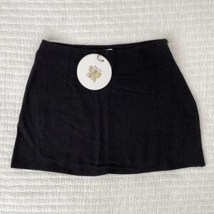 Princess Polly Selby Black Mini Skirt Petite US 2 / AU 6 Linen Blend NWT